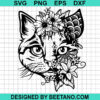 Floral Cat Face Svg