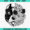Floral Bulldog Face Svg