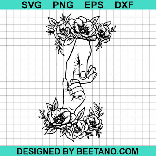Floral Mother And Child Holding Hand Svg