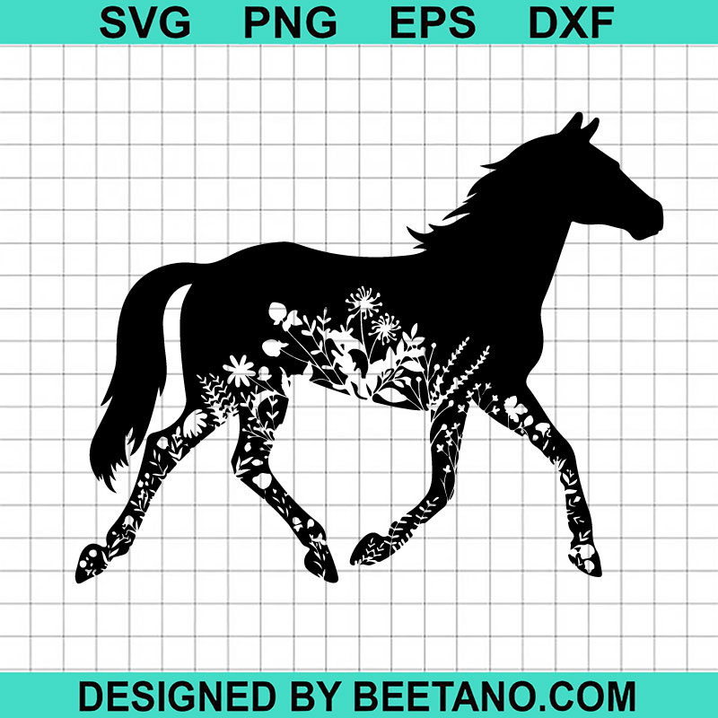 Floral Horse SVG, Animal Floral SVG, Horse Lover SVG, Farmhouse SVG