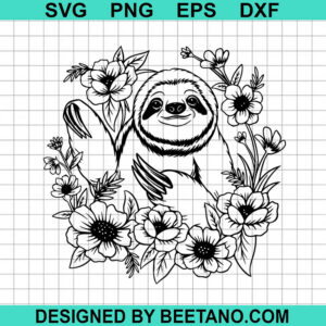Sloth With Floral Svg