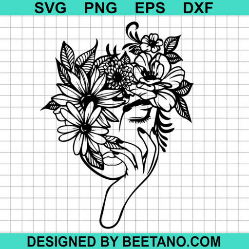 Floral Woman Face Svg