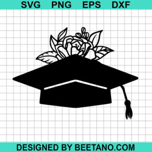 Graduation Cap With Floral Svg