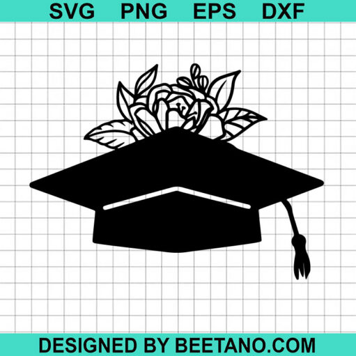Graduation Cap With Floral SVG