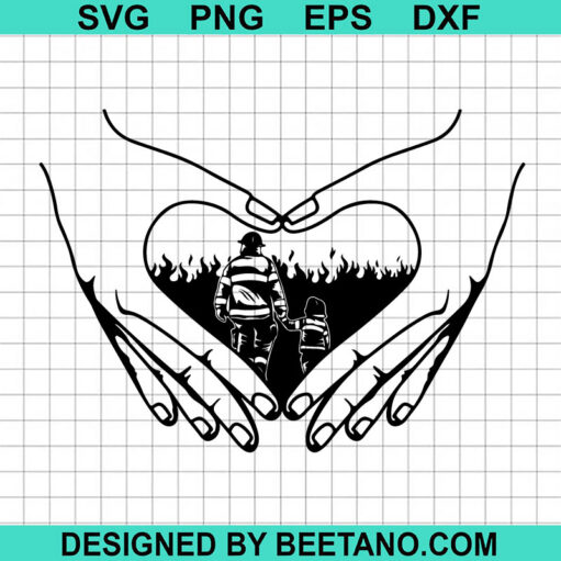 Us Flag Firefighter Heart Hands SVG