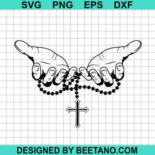 Prayer Hands With Rosary Svg