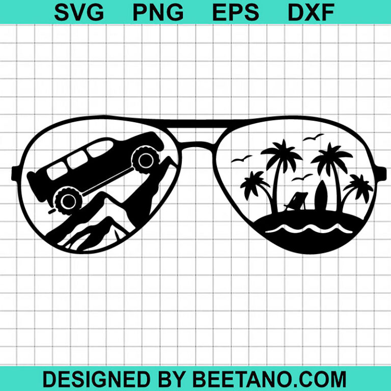 Sunglasses Off Road Mountain Scene SVG, Summer Jeep SVG, Jeep With