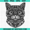 Mandala Cat Face Svg