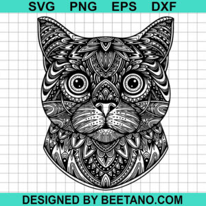 Mandala Cat Face Svg
