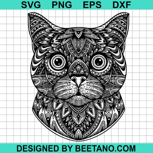 Mandala Cat Face Svg