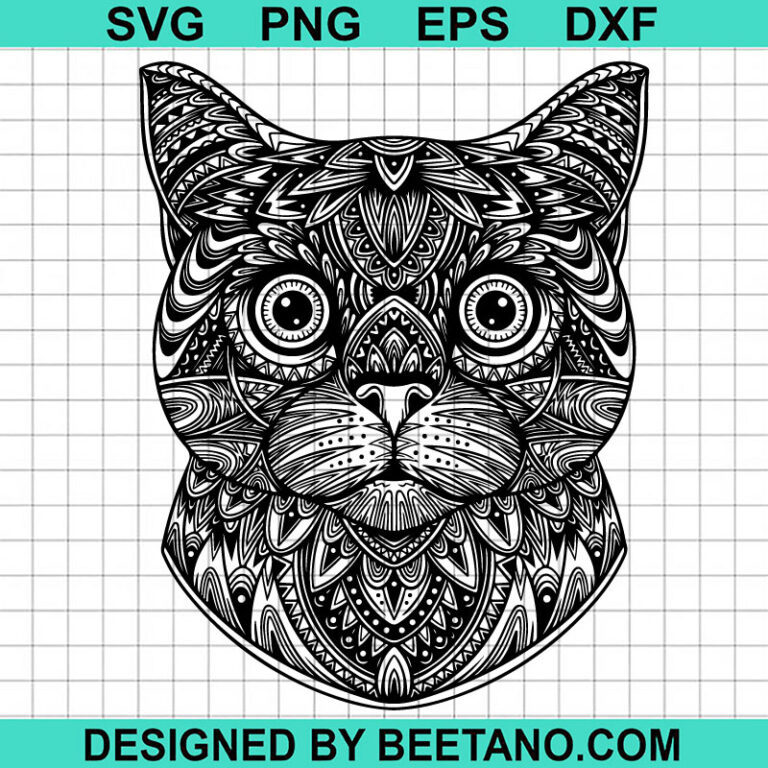 Mandala Cat Face SVG, Cat Mom SVG, Cat Lover SVG, Mandala Animal SVG