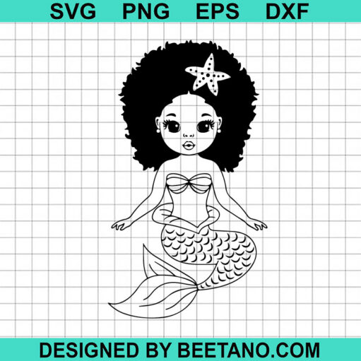 Black Little Mermaid SVG