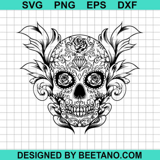 Floral Mexican Skull Svg