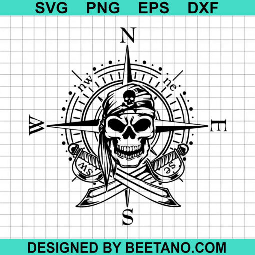 Skull Pirate Compass Svg
