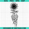 Skeleton Hand Holding Sunflower Svg