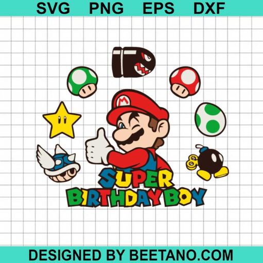 Super Birthday Boy Mario Svg
