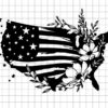 Us Flag With Floral Svg