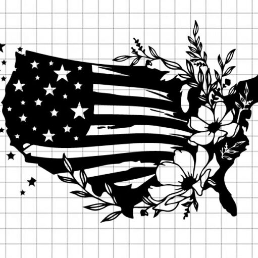 Us Flag With Floral SVG