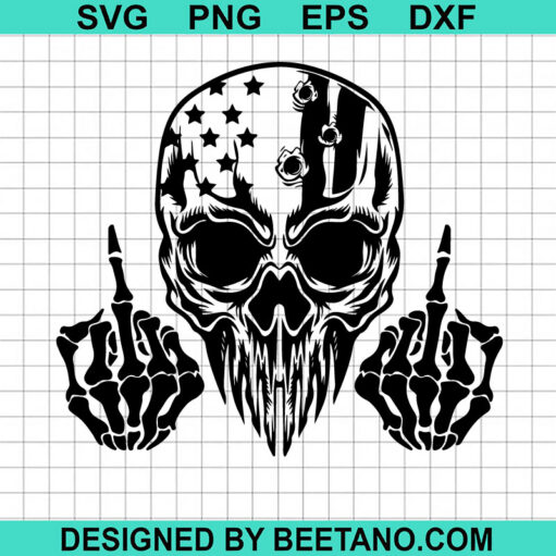 Us Flag Skull Middle Finger Svg