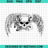 Skull With Floral Wings Svg