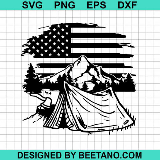 Us Flag Camping SVG