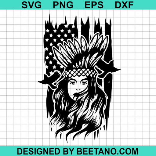 Us Flag Native Woman Svg