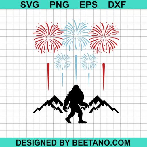 Bigfoot American Flag Fireworks Svg