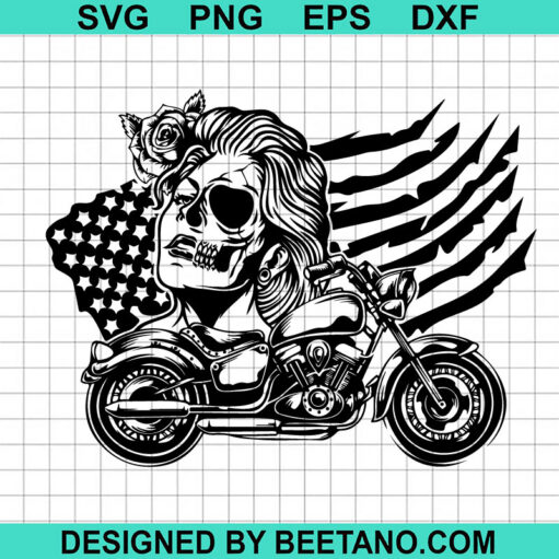 Us Flag Biker Skull SVG