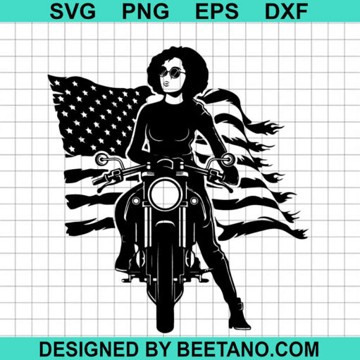 American Flag Afro Biker SVG