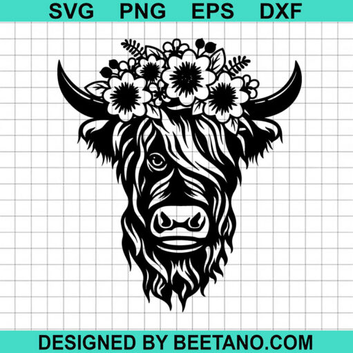 Cow Flower Crown SVG, Heifer Cow SVG, Animals With Floral Crown SVG