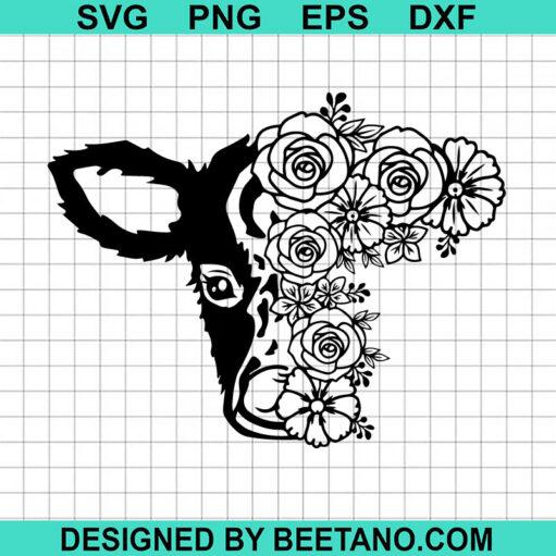 Cow Face With Floral Svg