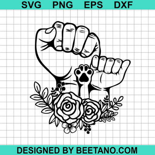 Dad Son And Dog Paw Hand Fist Svg