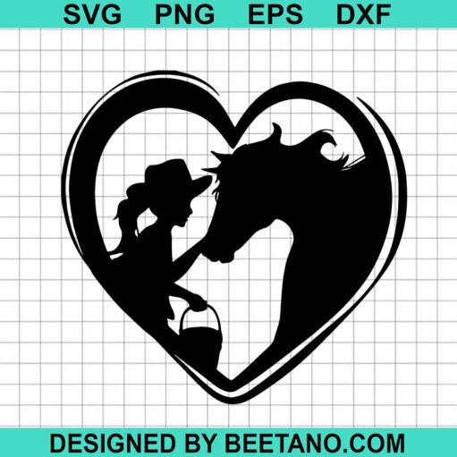 Girl And Horse Love Heart SVG