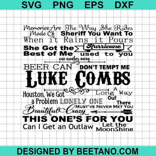 Luke Comb Country Music Tracklist SVG, Retro Western Country Music SVG ...