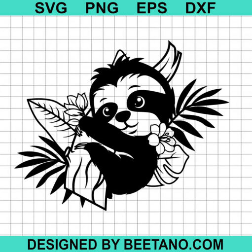 Baby Panda With Floral SVG