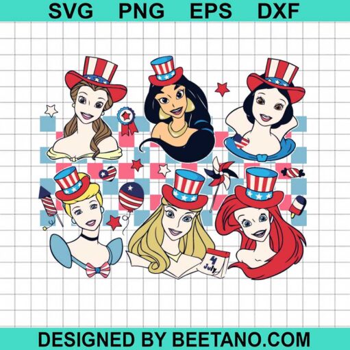 Disney Princess Happy 4th Of July SVG