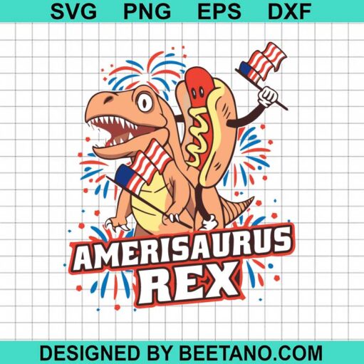 America T Rex Hot Dog 4th Of July SVG
