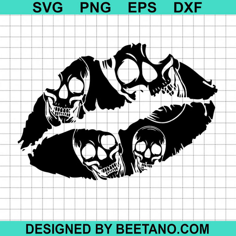 Lips Skull Head SVG, Kiss Of Death SVG, Lips With Skull SVG, Poisoned Kisses SVG