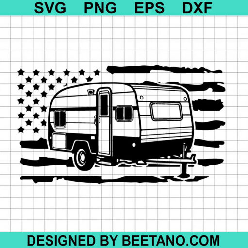 American Flag Camper SVG