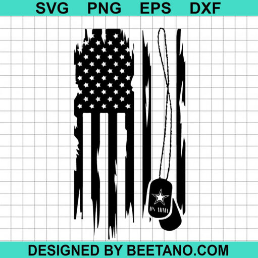Us Flag With Dog Tags SVG