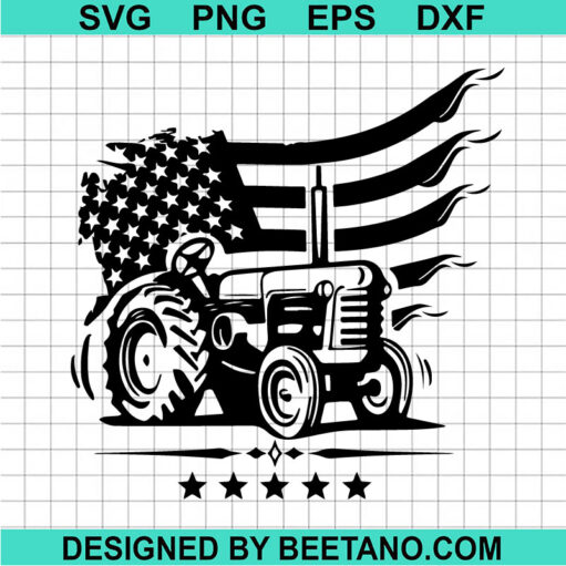 Us Flag Farm Tractor Svg