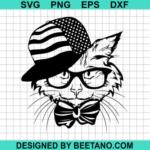 Cat With Us Flag Hat Svg