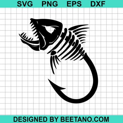 Skeleton Piranha Hook SVG