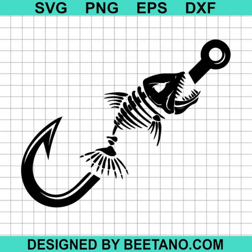 Skeleton Fish Hook Svg