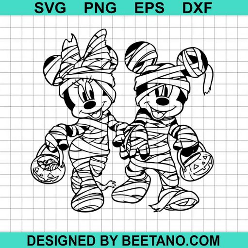 halloween Mickey Minnie Mummy Costume SVG