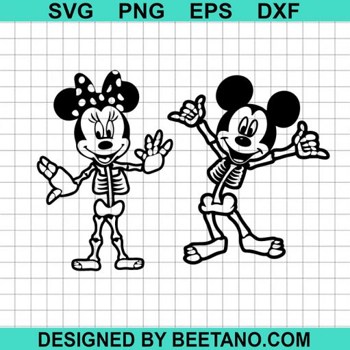 Mickey And Minnie Skeleton Svg