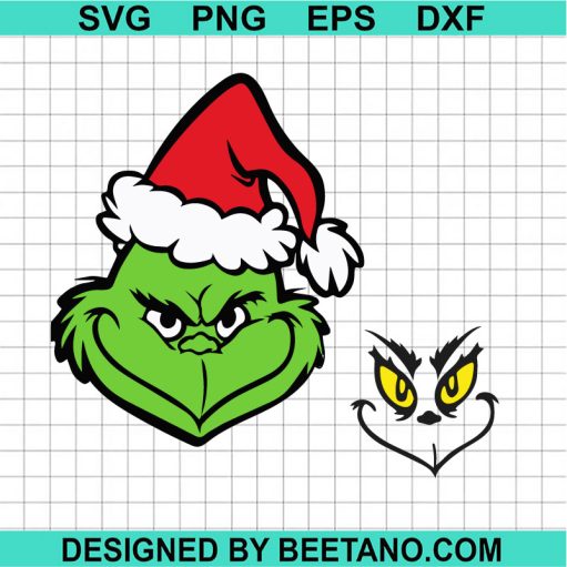 Grinch Face Santa Hat Svg Bundle