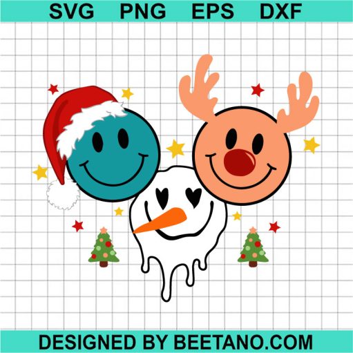 Smiley Face Merry Christmas Svg