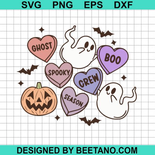 Retro Ghost Spooky Conversation Hearts Svg