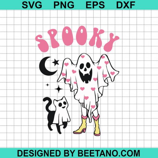 Spooky Ghost Girl And Ghost Cat Svg